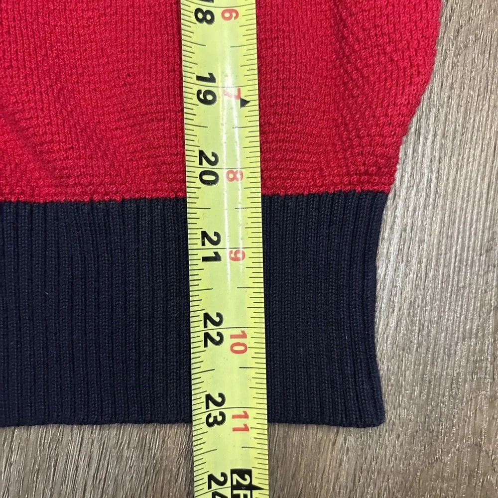Polo Ralph Lauren Striped Sweater Mens Medium Red Navy Golf Crest Cotton Vintage